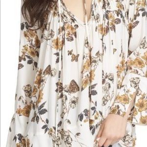 Free People floral long sleeve tunic dress